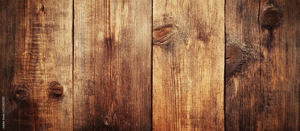 Rustic wooden planks background with textured grain patterns and visible knots Rustic wooden planks background with textured grain patterns and visible knots