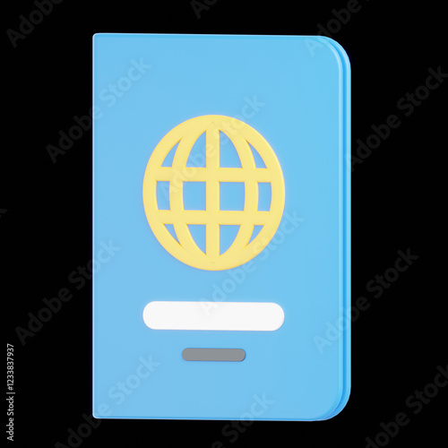 A Vibrant 3D encyclopedia Icon: A Global Travel Document for International Adventures