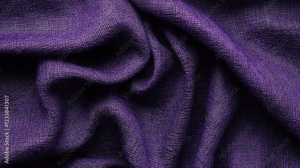 Fototapeta premium Dark Purple Cotton Wax Canvas Fabric Texture with Smooth Creases and Empty Space for Text or Design Elements