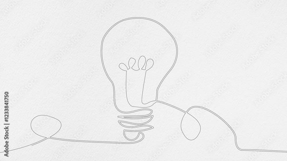 Video motion line art light bulb moving on paper background 4k resolution background video Video motion line art light bulb moving on paper background 4k resolution background video