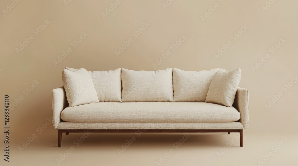Fototapeta premium Beige Sofa in Minimalist Interior Design