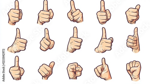 Vector illustrations of the human hand making a middle finger gesture, showing a rude and aggressive sign. photo