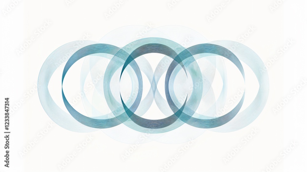Naklejka premium Modern Linear Geometric Circles Design for Graphic Projects - Abstract Flat Vector Illustration