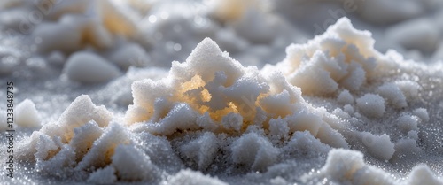 Frosted champagne white silica sand with intricate microstructures