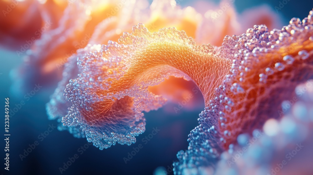 Fototapeta premium Abstract coral reef, ocean backdrop, glowing, digital art, science