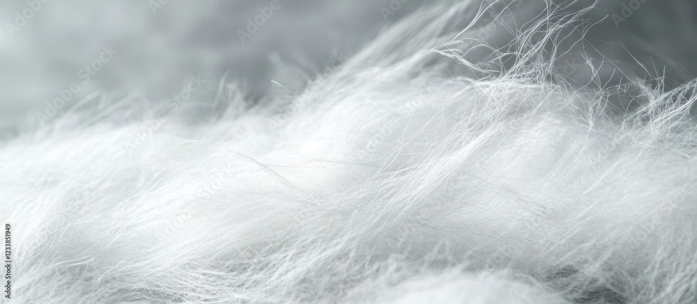 White cotton fibers abstract close-up on plastic surface with ample empty space for text and design elements in a minimalistic setting White cotton fibers abstract close-up on plastic surface with ample empty space for text and design elements in a minimalistic setting