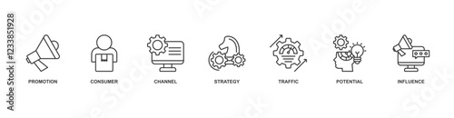 Lead Generation icon vector illustration concept with icon of promotion, consumer, channel, strategy, traffic, potential, influence