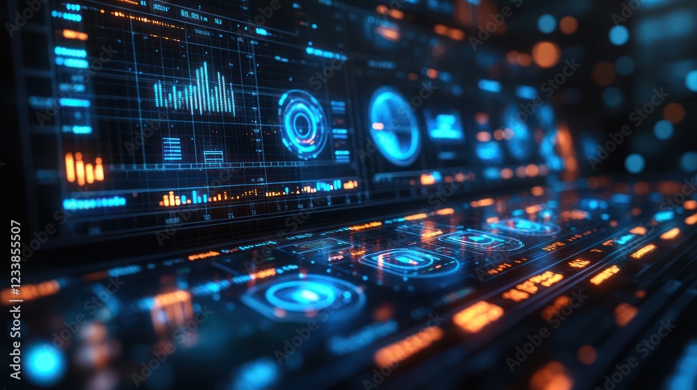 Futuristic Tech Interface: Digital Dashboard Display Futuristic Tech Interface: Digital Dashboard Display