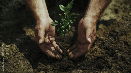 Wallpaper Mural Hands carefully planting a young tree in rich soil symbolizing growth and environmental commitment with space for text or message Torontodigital.ca