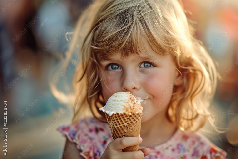 Girl eating ice cream cone dessert child food. Girl eating ice cream cone dessert child food.