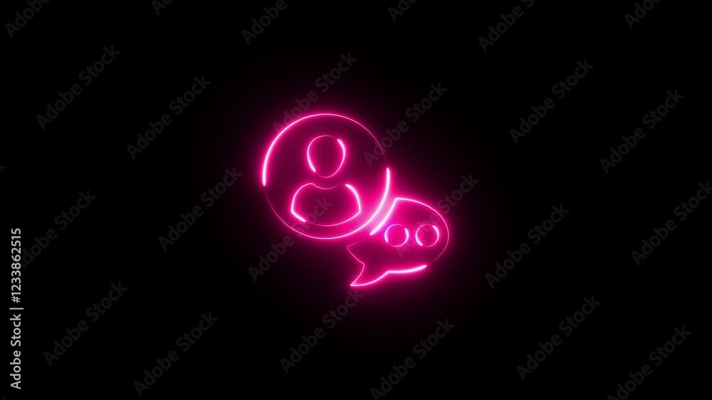 Glowing messages neon icon. Neon chat bubble. Glowing speech bubble on black background. Glowing messages neon icon. Neon chat bubble. Glowing speech bubble on black background.