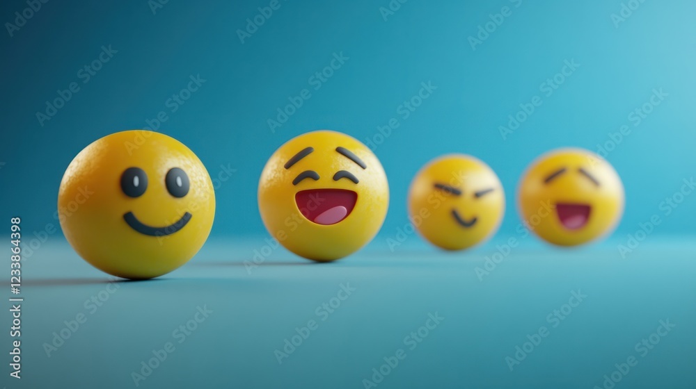 A set of 3D emojis representing customer reactions in a feedback survey A set of 3D emojis representing customer reactions in a feedback survey