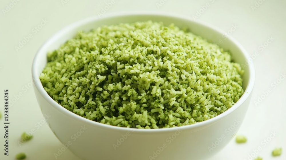 Vibrant Cilantro Lime Rice in a White Bowl Showcasing Textured Green Rice Ideal for Food Photography and Ethnic Cuisine Promotion Vibrant Cilantro Lime Rice in a White Bowl Showcasing Textured Green Rice Ideal for Food Photography and Ethnic Cuisine Promotion