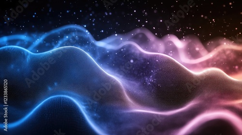 Cosmic Waves Abstract Digital Art with Vibrant Colors and Ethereal Light Effects for Modern Backgrounds and Illustrations