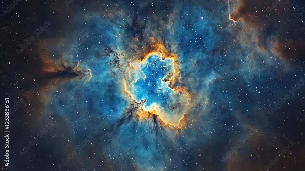 Obraz premium Cosmic Playground Nebula Swirls in Azure Hues Capturing the Mystery and Wonder of the Universe with Vibrant Space Colors