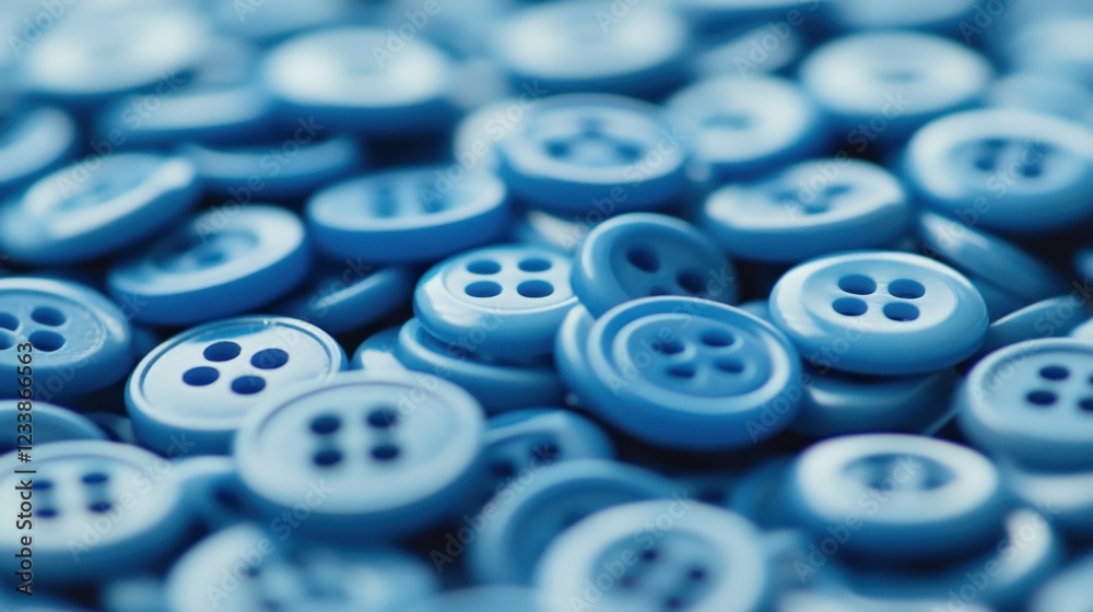 Close-up of many light blue sewing buttons. Close-up of many light blue sewing buttons.