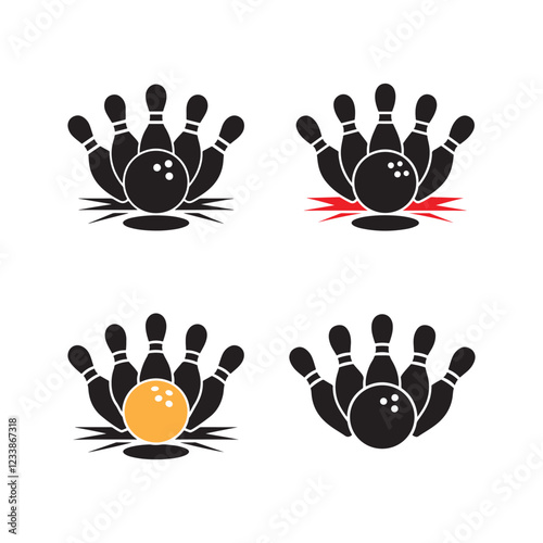 Vector style illustration of a bowling icon silhouette with a white background
