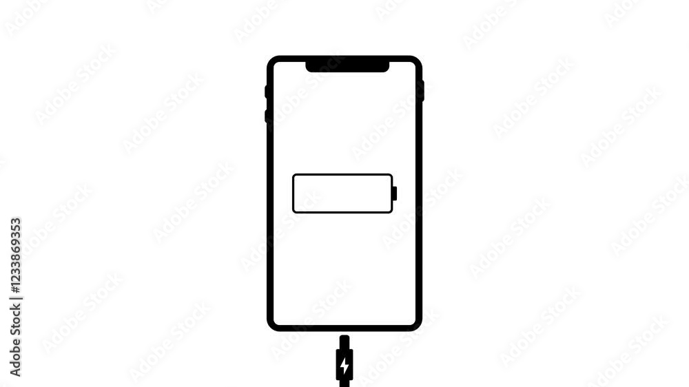 Mobile Battery Low, Connect Charger Smart Phone Mobile Screen Interface Cable 4k Resolution Animation with Alpha Channel Mobile Battery Low, Connect Charger Smart Phone Mobile Screen Interface Cable 4k Resolution Animation with Alpha Channel