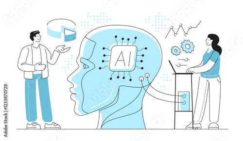 Collaboration of humans and artificial intelligence. Robotic process automation of business workflows. Engineering