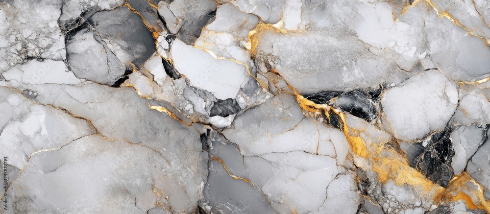 Obraz premium Abstract marble texture with black and white veins and gold accents suitable for backgrounds and design projects Copy Space