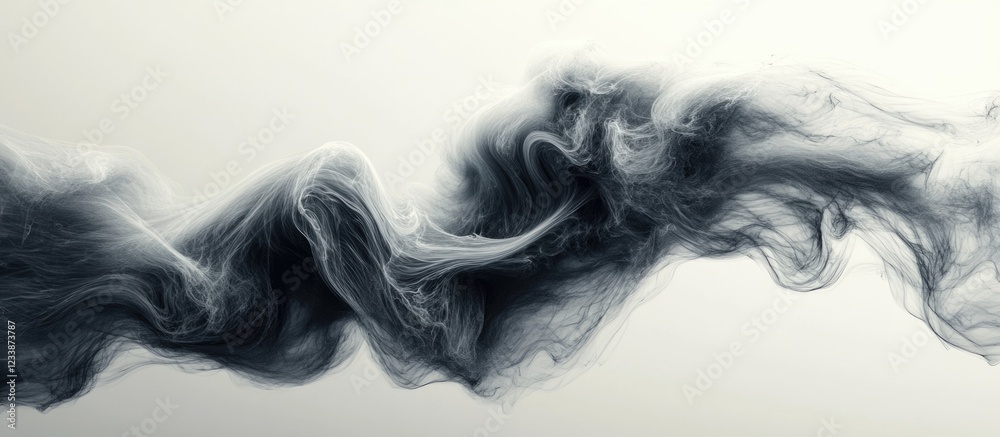 Fototapeta premium Abstract smoke wave pattern in gray tones on a light background with ample copy space for text placement