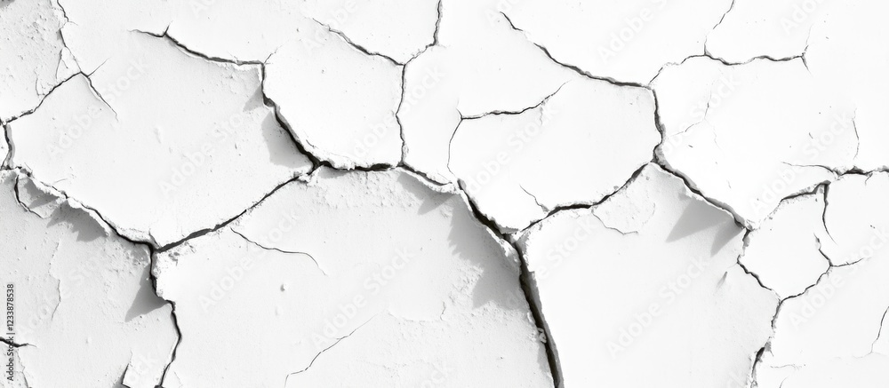 Obraz premium Cracked White Plaster Texture Background with Visible Cracks