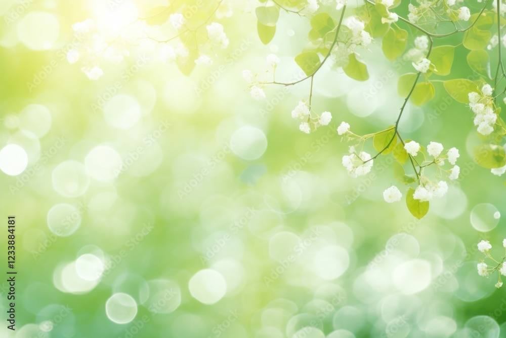 Fototapeta premium Green light bokeh background nature backgrounds sunlight.