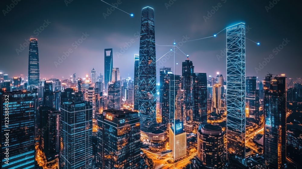 Shanghai Skyline at Night: A Futuristic Metropolis Shanghai Skyline at Night: A Futuristic Metropolis