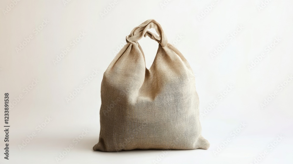 Sustainable Natural Fiber Bag for Eco-Friendly Shopping on a Light Background Sustainable Natural Fiber Bag for Eco-Friendly Shopping on a Light Background