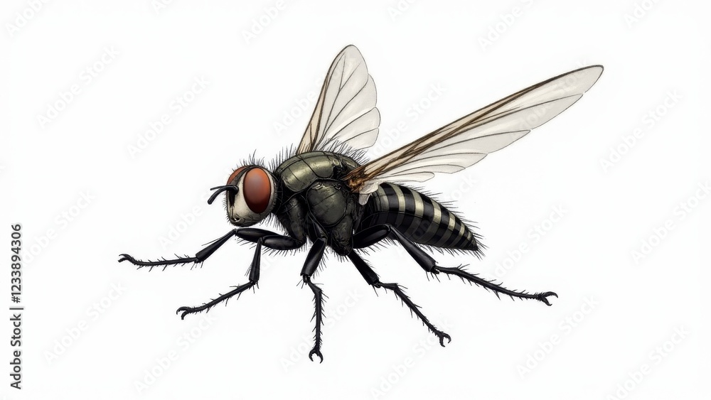 A cleg fly in macro focus, highlighting its anatomy and structure. A cleg fly in macro focus, highlighting its anatomy and structure.