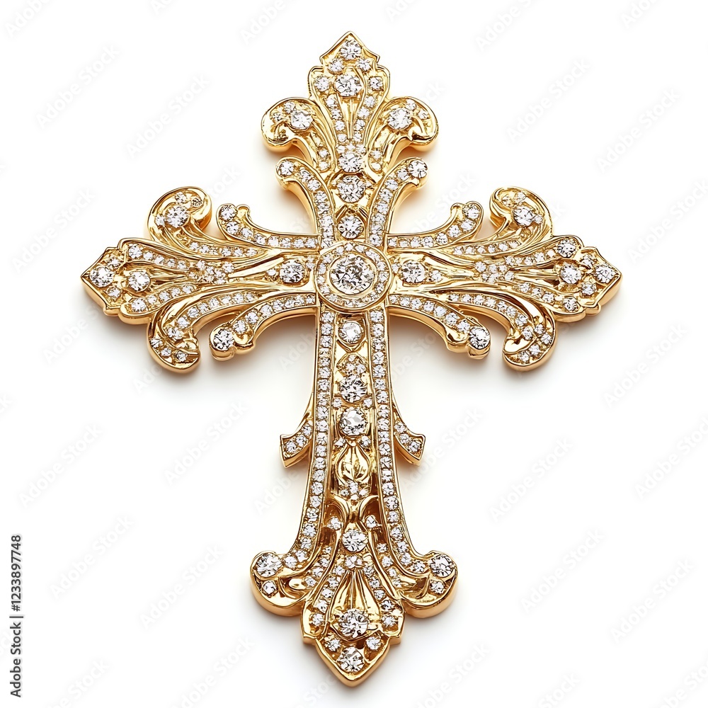 Ornate Diamond Cross Pendant: A delicate and exquisite diamond cross pendant with intricate details, gleaming in radiant gold, symbolizing faith, love, and hope. Ornate Diamond Cross Pendant: A delicate and exquisite diamond cross pendant with intricate details, gleaming in radiant gold, symbolizing faith, love, and hope.