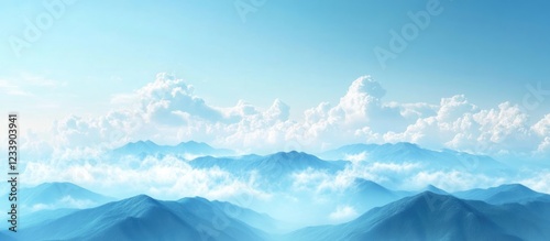 Wallpaper Mural Mountain Range with Clouds and Blue Sky Landscape Torontodigital.ca