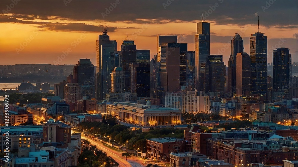 Fototapeta premium City Skyline at Sunset