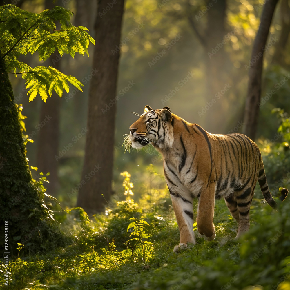 Fototapeta premium Amazing Bengal tiger in its natural habitat.