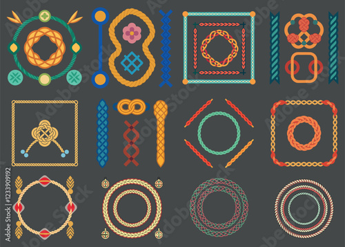 Braided Borders Knitted Ornaments & Decorative Ropes vector