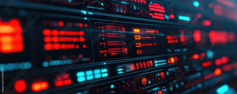 Futuristic Data Center with Colorful Light Displays Futuristic Data Center with Colorful Light Displays
