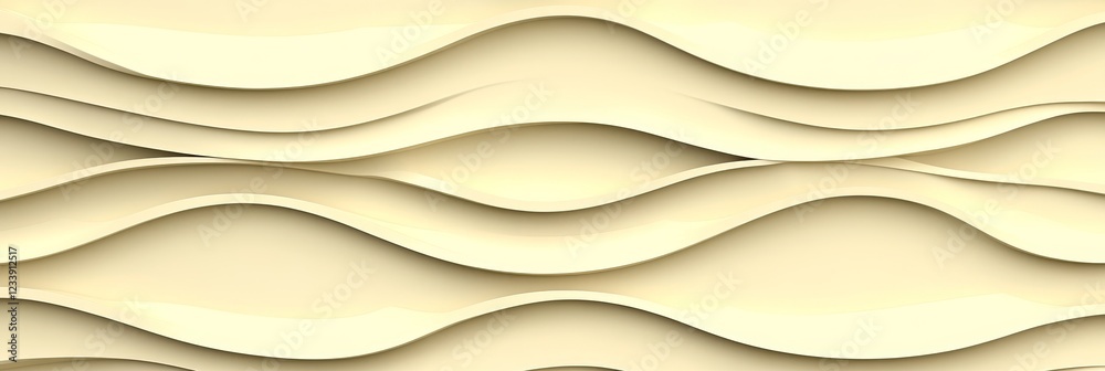 Obraz premium Abstract Light Yellow 3D Low Profile Wavy Lines Minimalism Texture Pattern Background for Design
