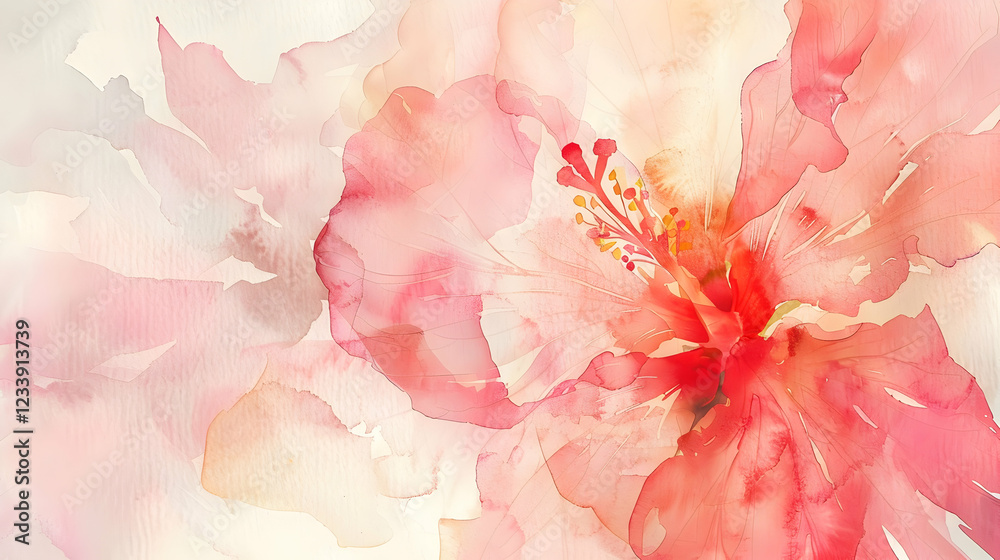 Fototapeta premium A soft watercolor painting of a pink flower, conveying beauty and tranquility.