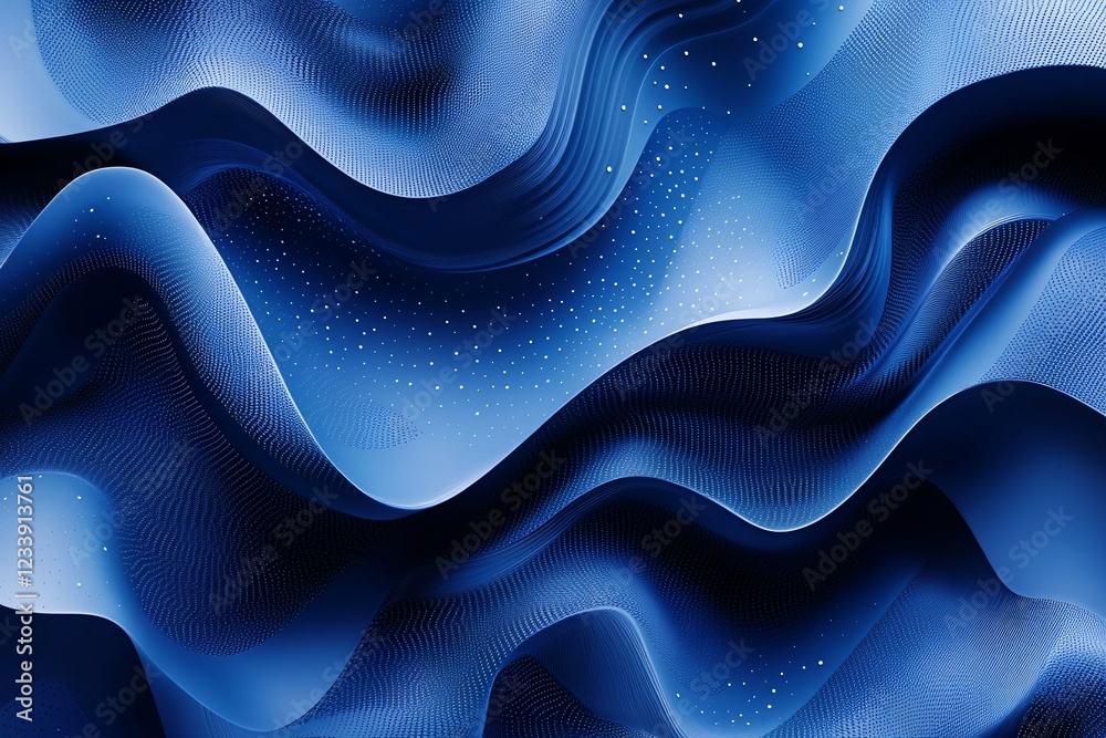 Obraz premium Abstract Blue Wavy Digital Particle Background