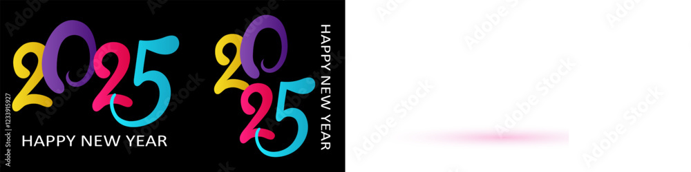 2025 handwritten text. Typography vector design for Happy New Year greeting cards and poster