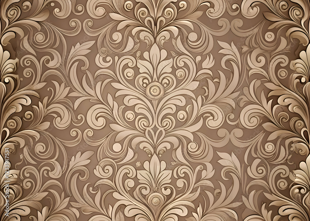 Elegant damask pattern in muted taupe and beige. Elegant damask pattern in muted taupe and beige.