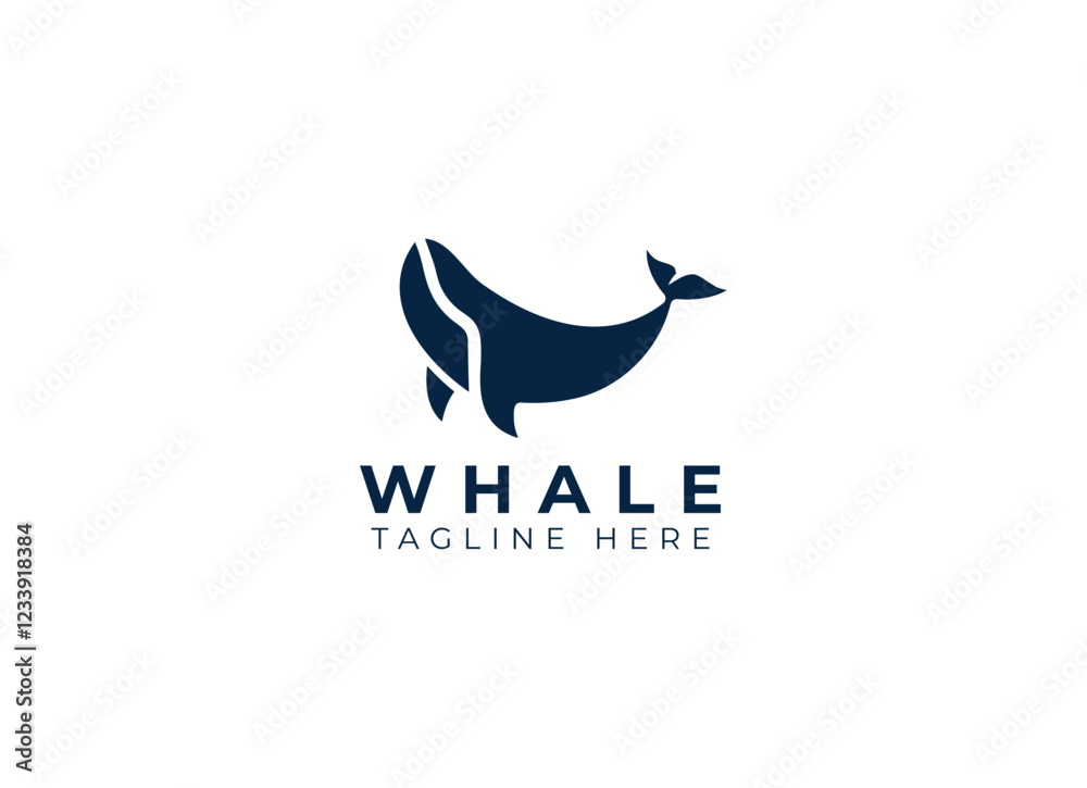 Naklejka premium whale logo icon design template. Ocean whale logo design vector