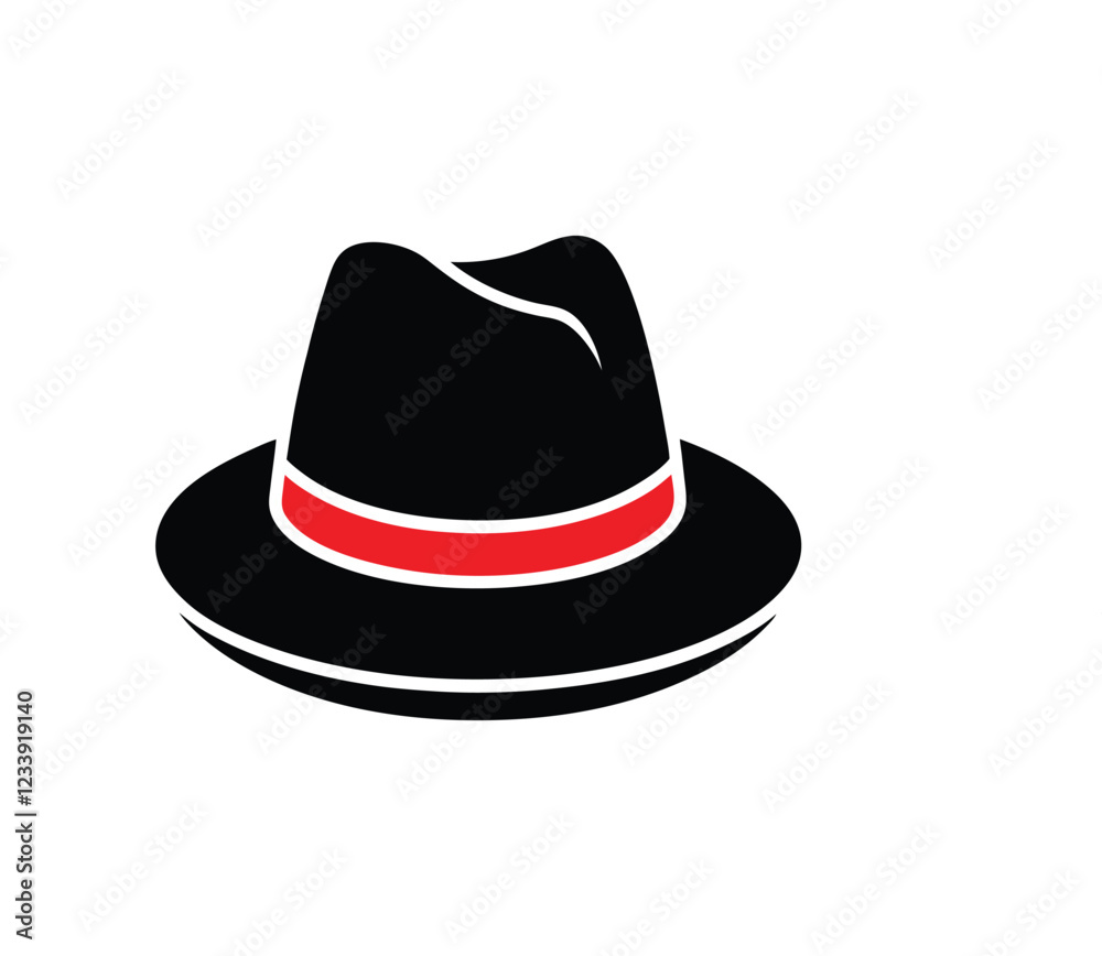 Fashionable Fedora Hat Line Art icon silhouette vector style with white background Fashionable Fedora Hat Line Art icon silhouette vector style with white background