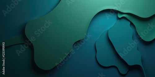 A mesmerizing 3D render of layered papers in shades of dark blue and teal; the top layer glows with a softer teal hue, creating depth and intrigue photo