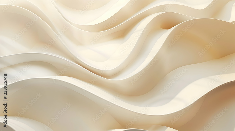 Fototapeta premium A smooth, flowing abstract design featuring soft, wavy lines in neutral tones.