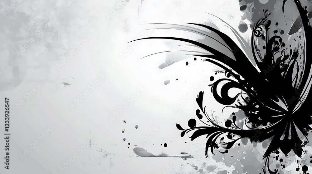 Abstract Black and White Floral Ink Design Abstract Black and White Floral Ink Design