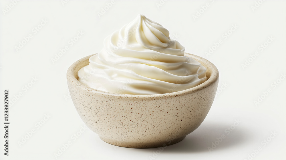 Ultra-realistic Greek yogurt bowl, isolated with perfect lighting on a pure white background for marketing. Ultra-realistic Greek yogurt bowl, isolated with perfect lighting on a pure white background for marketing.