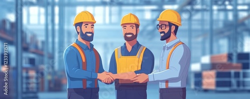 construction worker and contractor. Client shaking hands with team builder in renovation site