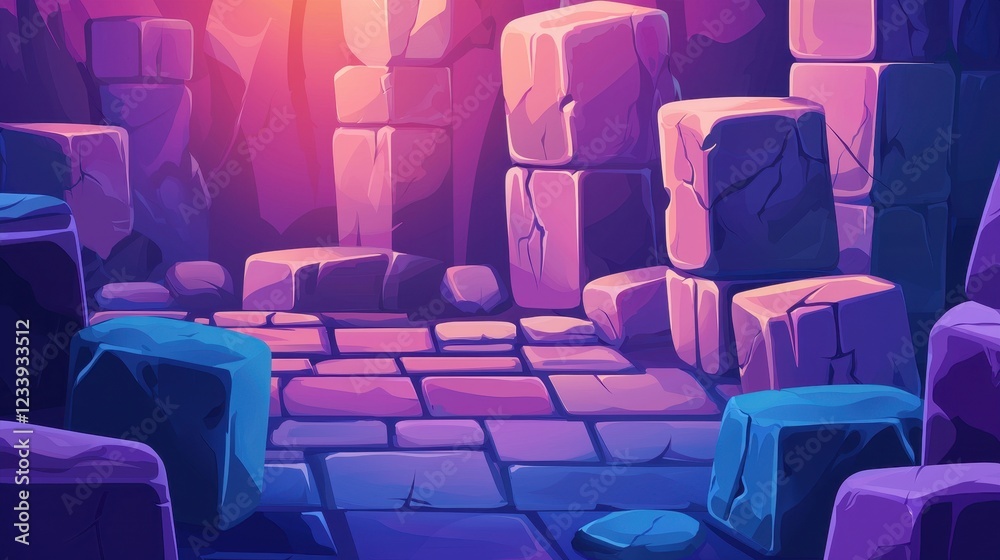 Obraz premium A Fantasy Stone Ruins Game Background Scene