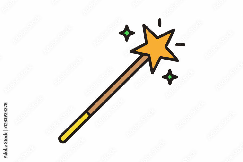 Magic wand line icon clipart vector art and illustration Magic wand line icon clipart vector art and illustration